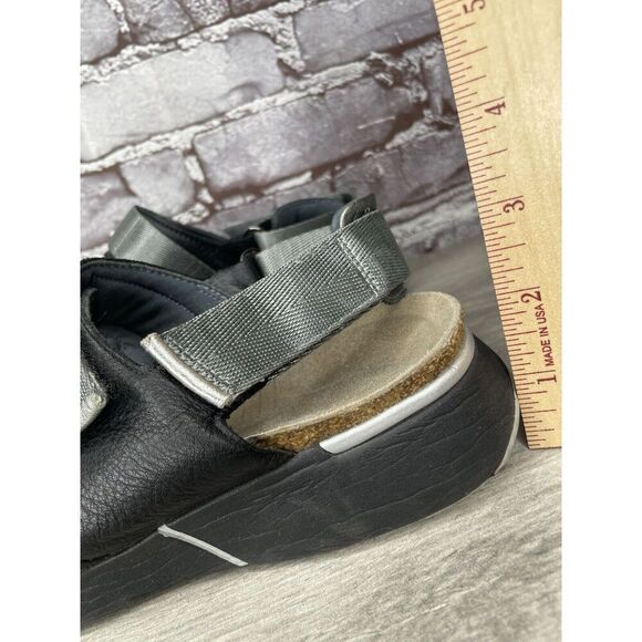Naot Black Leather Gray Textile Wedge Ankle Strap Sandals Women Sz 38EU/7.5M US - Picture 10 of 16